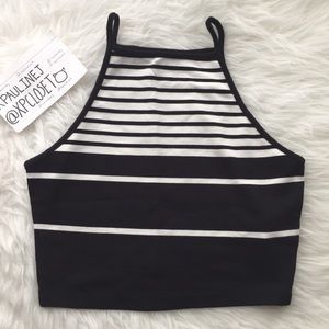 💔✖️SOLD✖️💔 Black & white Striped halter tank top